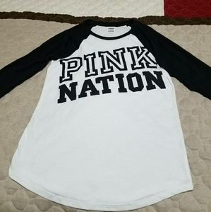 Victoria's Secret Pink Nation Baseball Tee NWOT